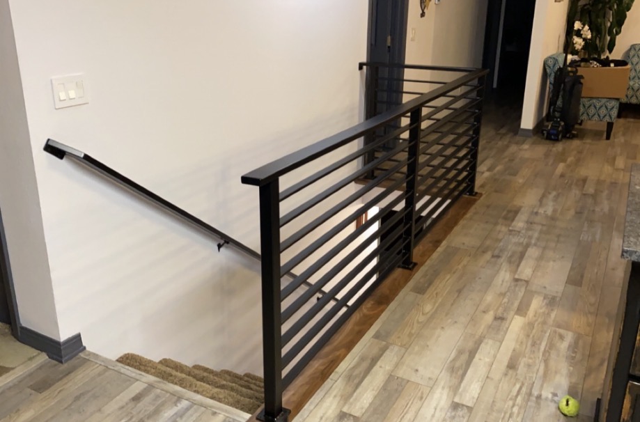 Custom steel hand rail welded for a Treasure Valley home